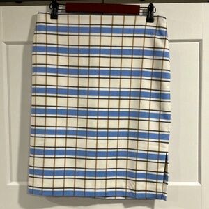 Ann Taylor Factory Blue Brown checkered skirt size 4